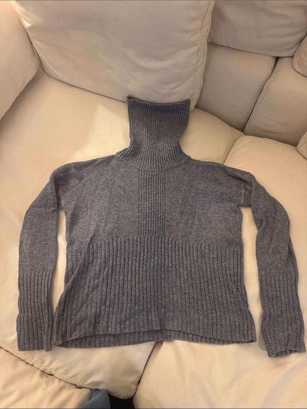 Barneys New York CO-OP Charcoal Ribbed Turtleneck Sweater